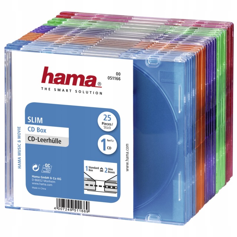Outlet Hama Slim etui na CD plastikowe 50 sztuk wielokolorowe 5,2mm