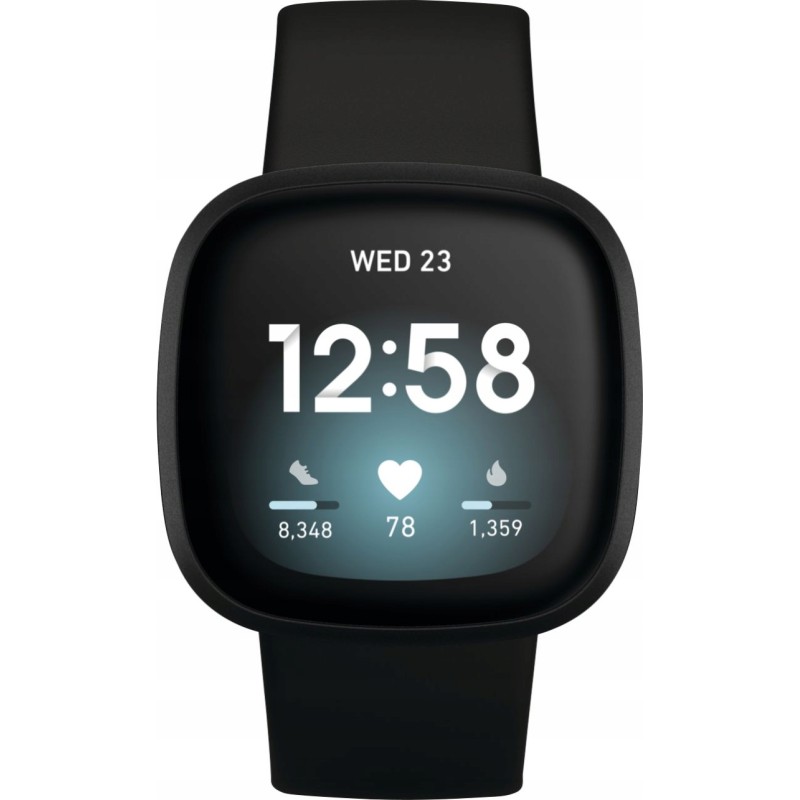 USZKODZONY Smartwatch Fitbit Versa 3 czarny NFC WiFi Bluetooth OPIS