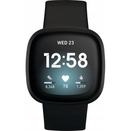 USZKODZONY Smartwatch Fitbit Versa 3 czarny NFC WiFi Bluetooth OPIS