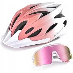Odoland Kask rowerowy 58-62cm różowy ombre + okulary przeciwsłoneczne