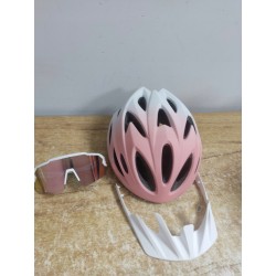 Odoland Kask rowerowy 58-62cm różowy ombre + okulary przeciwsłoneczne