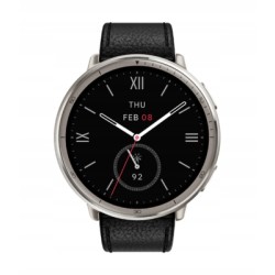 USZKODZONY Smartwatch Amazfit Active 2 Round czarny skórzany pasek OPIS