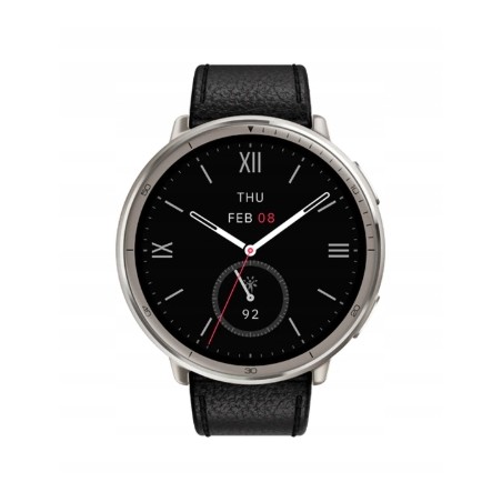 USZKODZONY Smartwatch Amazfit Active 2 Round czarny skórzany pasek OPIS