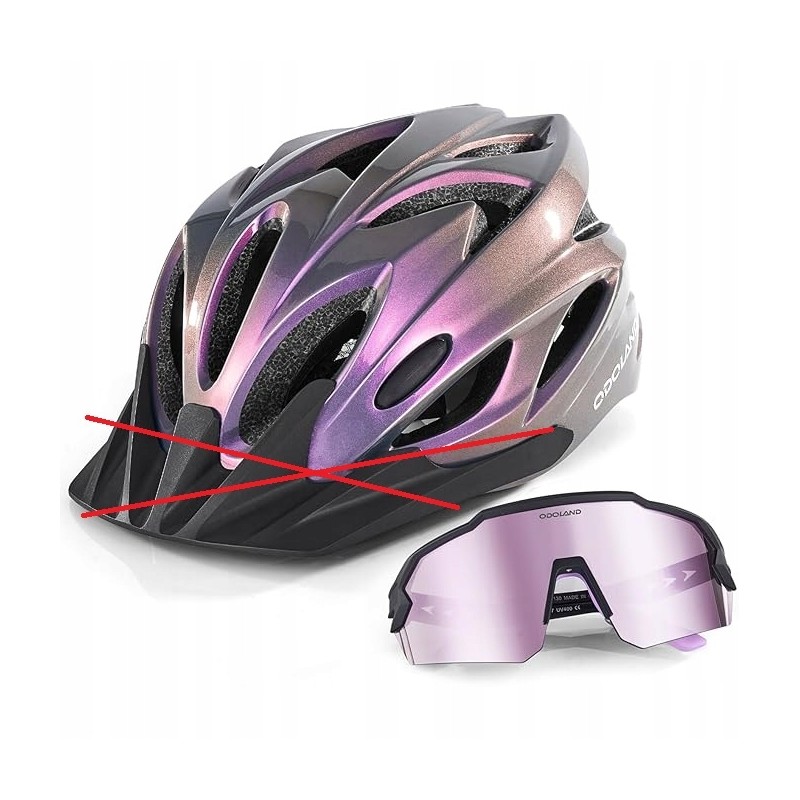 Kask rowerowy Odoland z okularami przeciwsłonecznymi rozmiar 58-62cm Kask rowerowy Odoland z okularami przeciwsłonecznymi rozmiar 58-62cm