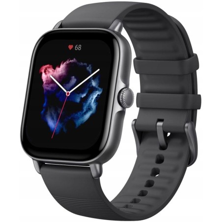 USZKODZONY Smartwatch Amazfit GTS 3 czarny Bluetooth krokomierz pulsometr