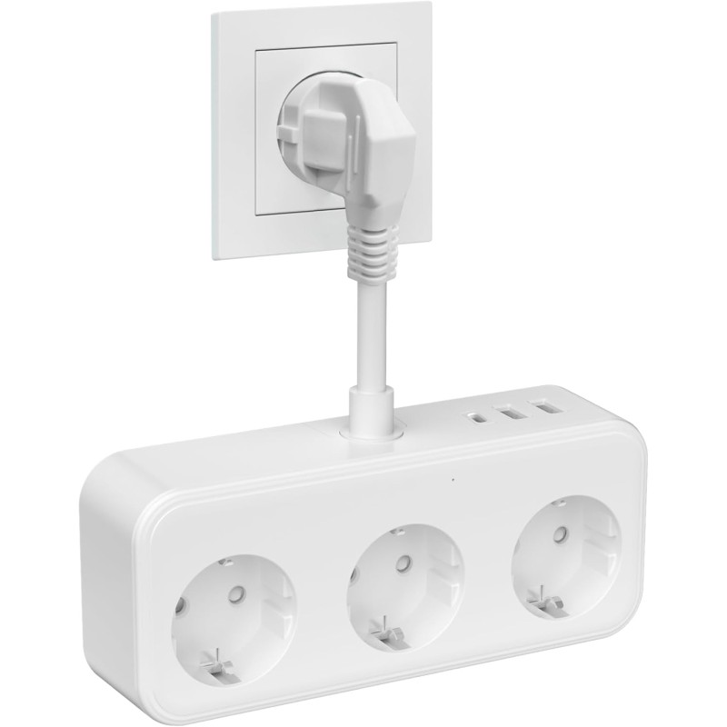 Listwa Zasilająca ADAPTER z 3 gniazdami 2xUSB-A i 1xType-C 3840W 240V 16A Listwa Zasilająca ADAPTER z 3 gniazdami 2xUSB-A i 1xType-C 3840W 240V 16A