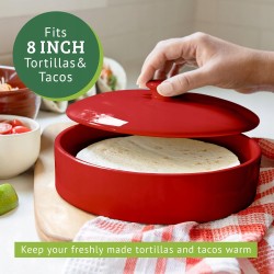Chef Tacos Ceramiczny podgrzewacz do tortilli 20 cm czerwony do mikrofali