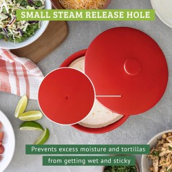 Chef Tacos Ceramiczny podgrzewacz do tortilli 20 cm czerwony do mikrofali