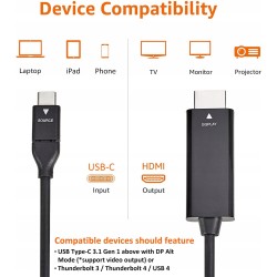Outlet Kabel Amazon UTCH-L HDMI - USB typ C 0,9 m szybki transfer danych