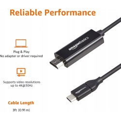 Outlet Kabel Amazon UTCH-L HDMI - USB typ C 0,9 m szybki transfer danych