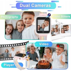 PTHTECHUS Smartwatch dziecięcy 1,54 cali 24 gry krokomierz muzyka kamera