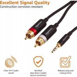 Amazon Basics 3,5 m na 2-męski adapter RCA Kabel audio stereo do głośnika