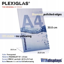 Outlet Stojak stołowy DIN A4 reklamowy przezroczysty grubość materiału 2 mm