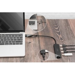 Outlet Hub USB Digitus DA-70235 4 interfejsy USB długość kabla 0.2m USB 3.2