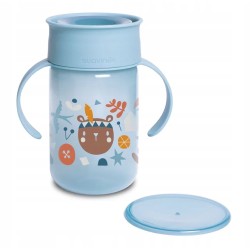 Outlet Kubek 360 kolekcja FOREST niebieski dla dziecka z uchwytem 340ml