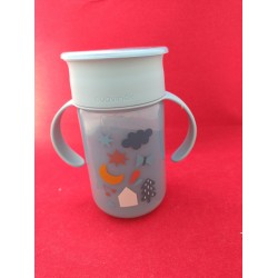 Outlet Kubek 360 kolekcja FOREST niebieski dla dziecka z uchwytem 340ml
