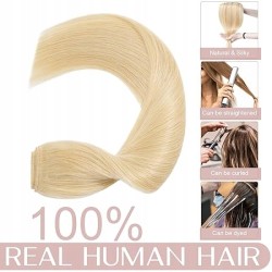 Outlet Pasemka z prawdziwych włosów doczepiane jasny blond 50cm klasa 7A