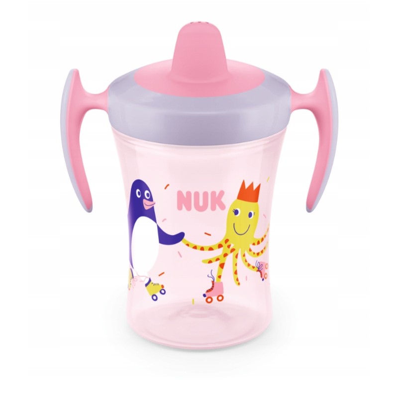 Outlet Butelka NUK 230ml dla dziecka ze zwierzątkami kubek różowo-fioletowy Outlet Butelka NUK 230ml dla dziecka ze zwierzątkami kubek różowo-fioletowy