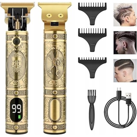 Outlet Zestaw z Maszynką do strzyżenia włosów LOVPIS Vintage T9 złota USB