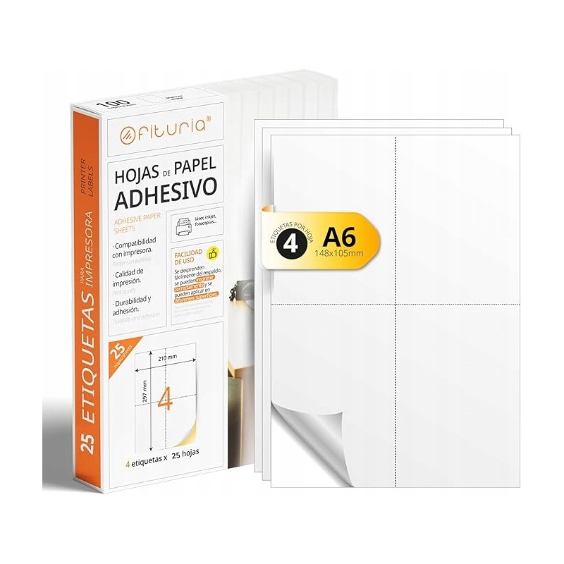 Outlet OFITURIA Arkusze A4 białych etykiet samoprzylepnych do druku 4x25szt