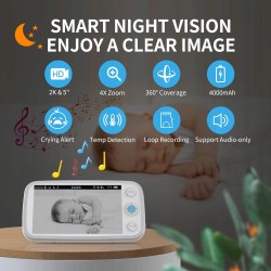 Outlet Elektroniczna niania z kamerą i noktowizorem HD 720p dla mam OPIS