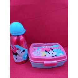 Outlet Zestaw śniadaniówka/bidon aluminiowy MYSZKA MINNIE czerwony/turkus