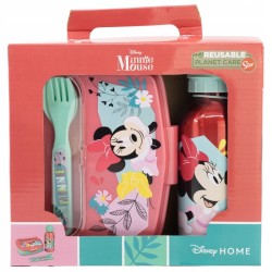Outlet Zestaw śniadaniówka/bidon aluminiowy MYSZKA MINNIE czerwony/turkus