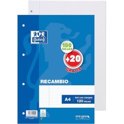 Outlet Oxford papier zamienny 120 sztuki OPTIK 4x4 biały w kratke margines
