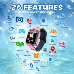 Outlet Smartwatch dla dzieci JUBUNRER różowy wodoodporny IP68 SOS zegar gry