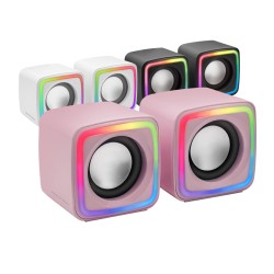 Outlet Zestaw głośników 2.0 Mars Gaming MSCUBEP moc 8 W wejście USB różowy