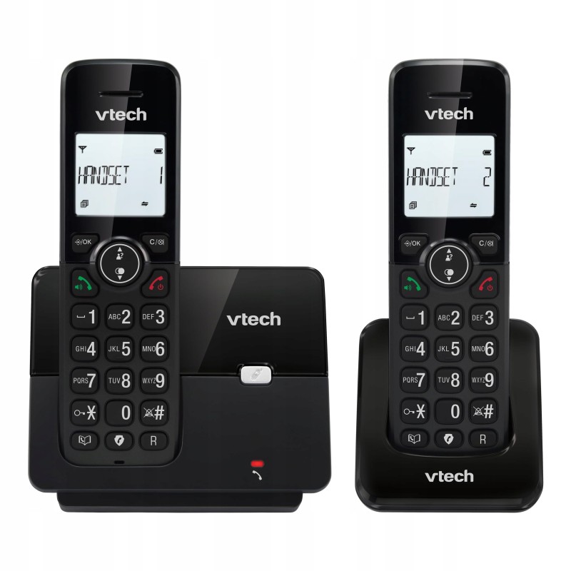 USZKODZONY Telefon bezprzewodowy Vtech CS2001 czarny stacjonarny akumulator