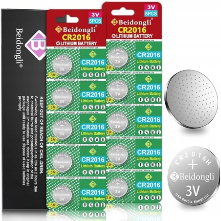 Outlet Zestaw 10 sztuk baterii CR2016 litowych 3V Beidongli guzikowe 30gram