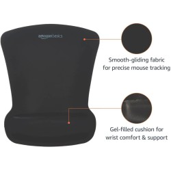 Outlet Podkładka pod mysz żelowa (wrist) Amazon Basics 25 cm x 20 cm czarna