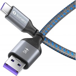 Outlet Sonero USB-C na USB-A, kabel do ładowania i przesyłania danych szary