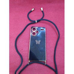 Outlet Etui na Xiaomi Redmi Note 13 Pro Plus czarny/złoty sznurek z motylem