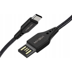Outlet MagiX USB A - USB C do ładowania, transfer danych czarny 120cm solid