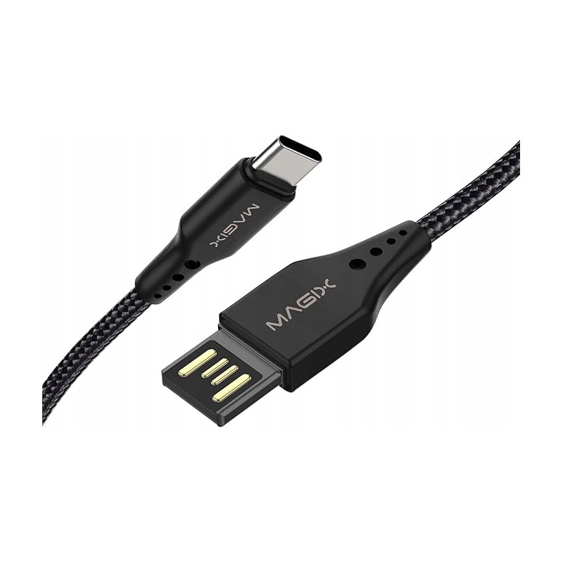 Outlet MagiX USB A - USB C do ładowania, transfer danych czarny 120cm solid