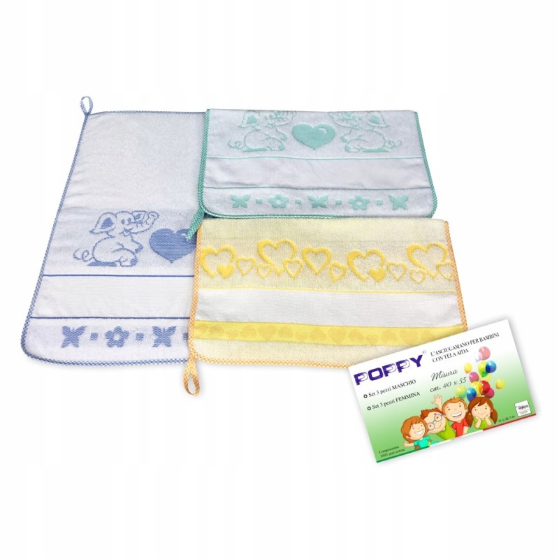 Outlet ZESTAW 3 RĘCZNIKÓW DLA DZIECI 40cmX55cm Z PŁÓTNEM różne kolory bawel Outlet ZESTAW 3 RĘCZNIKÓW DLA DZIECI 40cmX55cm Z PŁÓTNEM różne kolory bawel