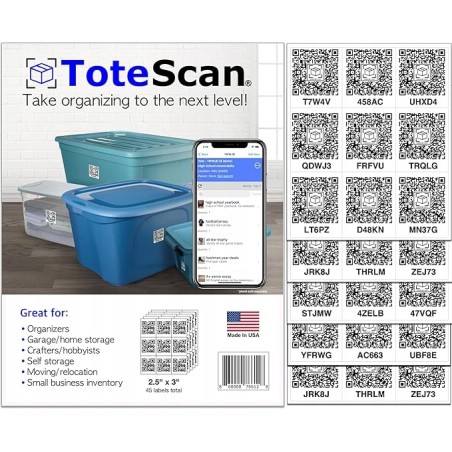 Outlet Inteligentne etykiety QRcode ToteScan 45 sztuk 6,3 x 7,5 cm organize
