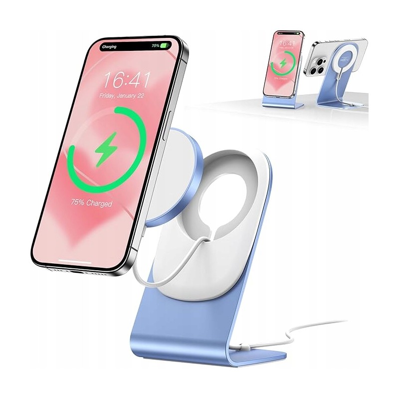 Outlet Ładowarka indukcyjna BHHB 7.5 W Mag Safe dla IPhone niebieski/biały