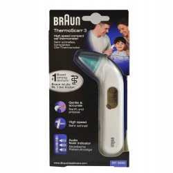 Termometr elektroniczny Braun ThermoScan3 IRT3030 biały wyświetlacz LCD