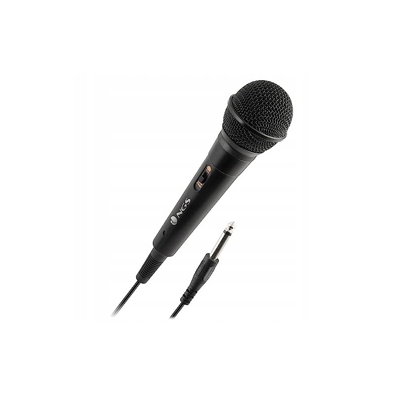 Outlet Mikrofon z kablem 3m NGS Singer Fire czarny OPIS 6.3 Jack do karaoke