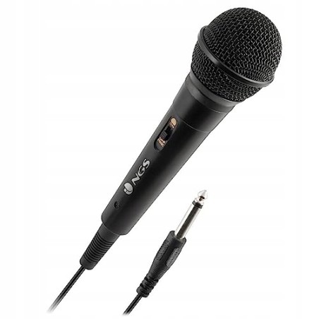 Outlet Mikrofon z kablem 3m NGS Singer Fire czarny OPIS 6.3 Jack do karaoke
