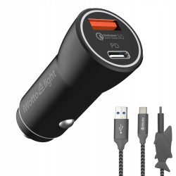 Outlet iWotto 18W - Ładowarka samochodowa USB z kablem Type-C