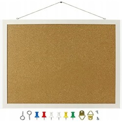 Outlet Kartonowa Tablica korkowa z linką do zawieszenia 4 pineski 30cmx40cm