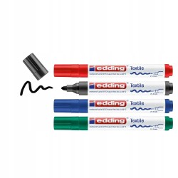 Outlet Marker do tekstyliów Edding 3 sztuki zielony czerwony czarny szkoła