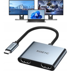 Outlet N979 KOZYC USB C do podwójnego adaptera HDMI 4K@60hz rozdzielacz