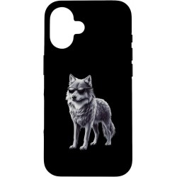 Outlet Etui czarne iPhone 16 pies Husky z okularami przeciwsłonecznymi Lobo