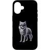 Outlet Etui czarne iPhone 16 pies Husky z okularami przeciwsłonecznymi Lobo