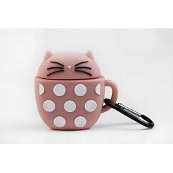 Outlet Pokrowiec na Etui od słuchawek Wondee Airpods 1,2 różowy kot klips